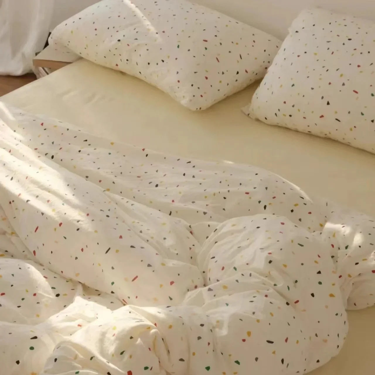 INS Gradient Cream Pink And Green Bedding Sets Streak Flat Sheets Soft Home Textile For Girls Full Size With Pillowcases