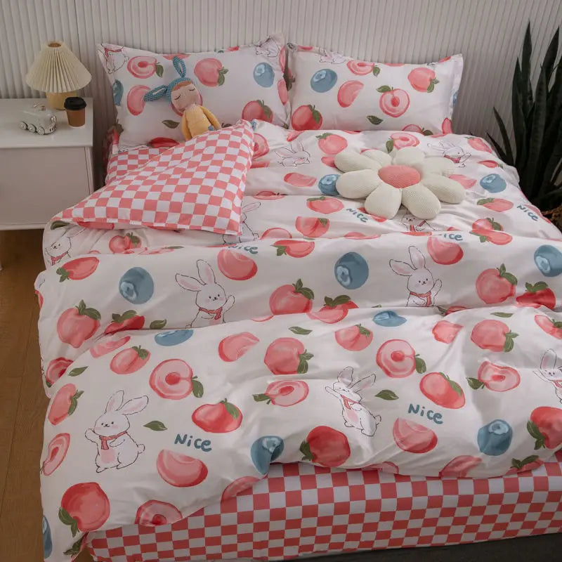Pink Sweetheart Bedding Set Fashion Heart Single Double Queen Size Flat Sheet Duvet Cover Pillowcase Girl Gift Home Textile