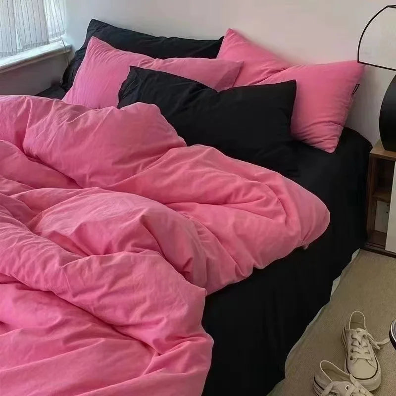 Solid Grey Matcha Color Bedding Set Adults Kids Twin Full Queen Size Bed Flat Sheet Duvet Cover Set Pillowcases Simple Bed Linen