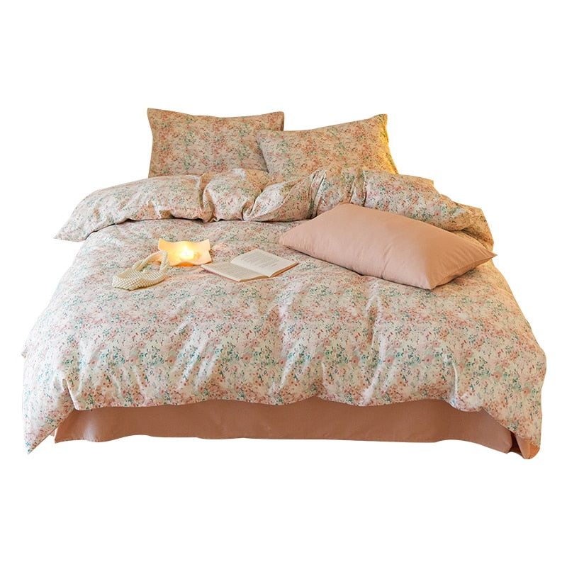 Korean Small Floral Print Quilt Cover Single Piece 100% Cotton Single Double Quilt Cover Student Dormitory Bed Decor