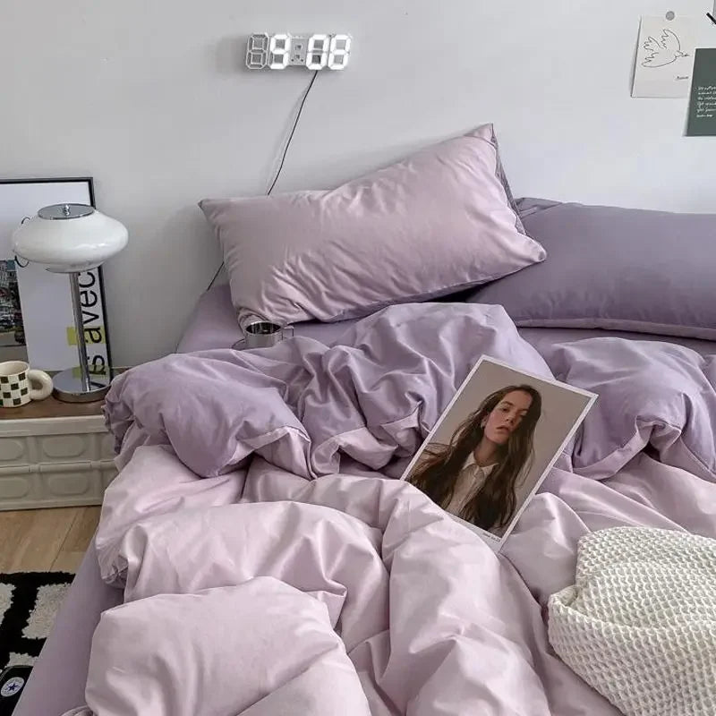 INS Gradient Cream Pink And Green Bedding Sets Streak Flat Sheets Soft Home Textile For Girls Full Size With Pillowcases