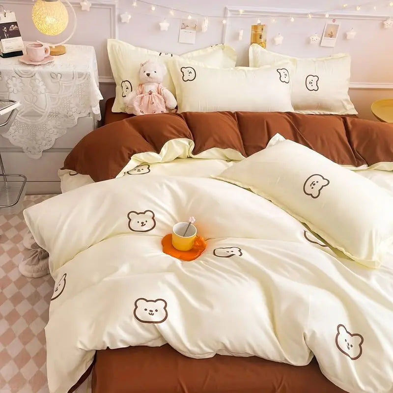 Pink Sweetheart Bedding Set Fashion Heart Single Double Queen Size Flat Sheet Duvet Cover Pillowcase Girl Gift Home Textile