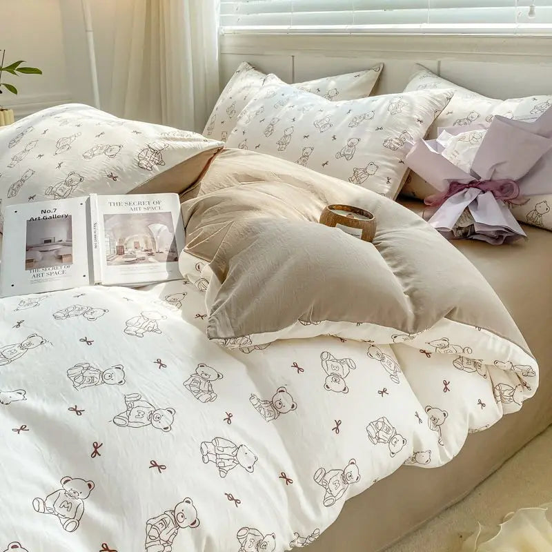 Romantic Tulip Pink Bedding Set Bed Flat Sheet Pillowcase Twin Full Queen Princess Style Bed Linen Kids Girls Floral Duvet Cover