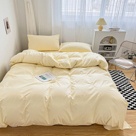 High Quality Bedding Set Skin Friendly Fabric Quilt Cover Set Single Double King Size Solid Color Duvet Cover Set