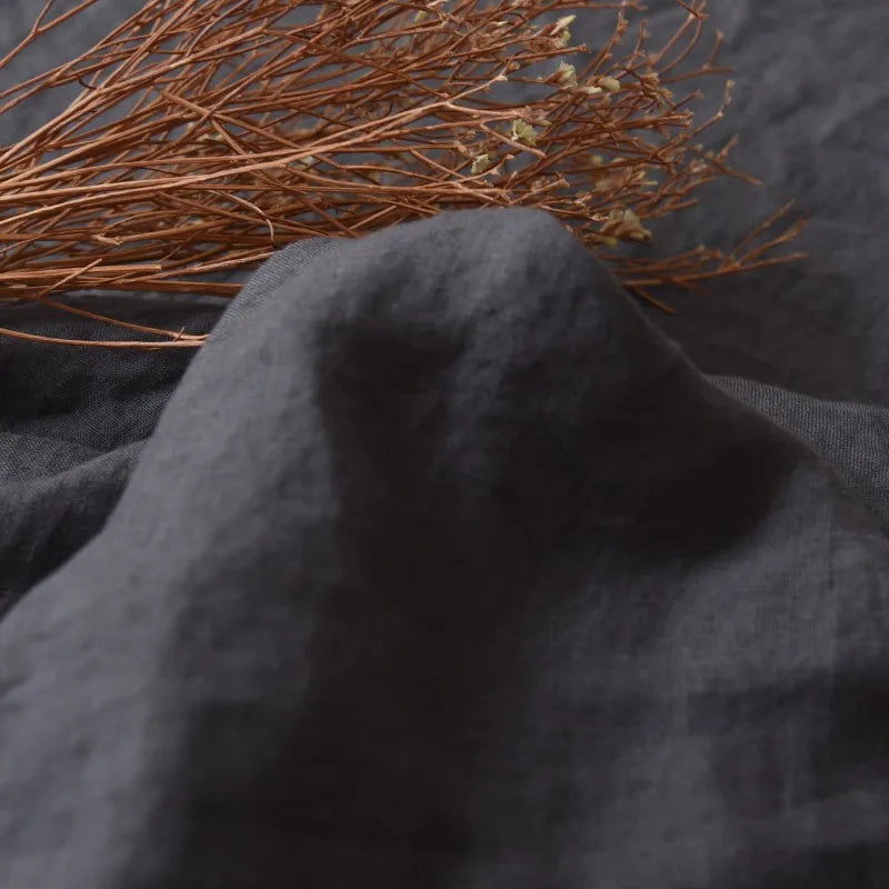 Pure Linen Bedding Set, Washed Bed Linens, Organic Flax Duvet Cover Pillowcases Fitted Sheet, Quilt Cover With Zipper Closure