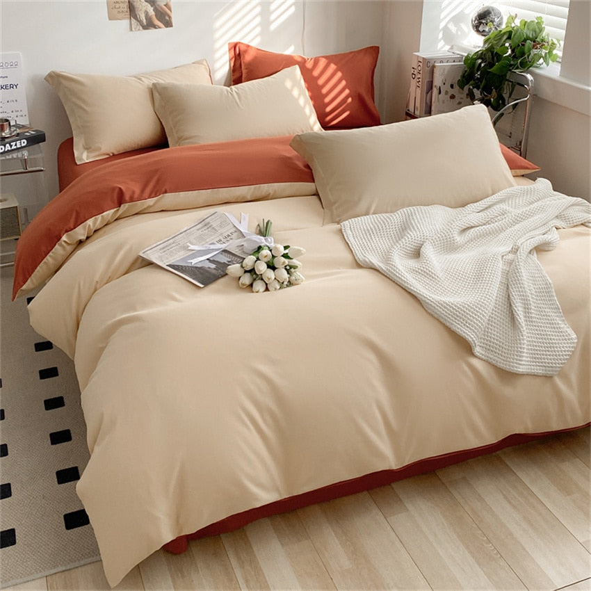 Solid Color Home Textile Quilt 100% Cotton Fashion White Bedding Set Soft Comfort Washed Cotton Duvet Cover Bed Sheet Pillowcase