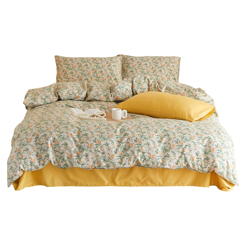 Korean Small Floral Print Quilt Cover Single Piece 100% Cotton Single Double Quilt Cover Student Dormitory Bed Decor