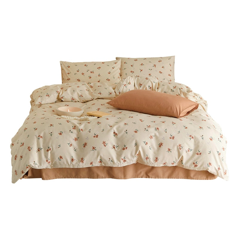 Korean Small Floral Print Quilt Cover Single Piece 100% Cotton Single Double Quilt Cover Student Dormitory Bed Decor
