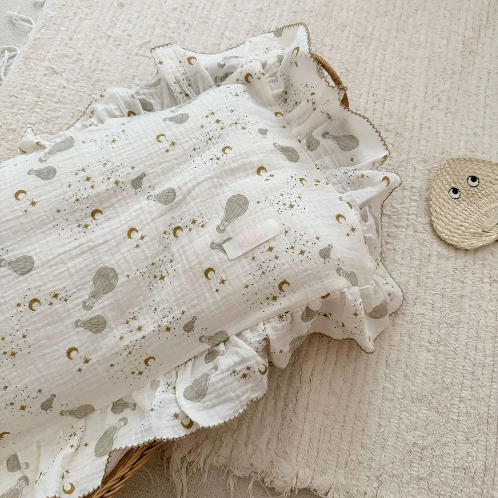 INS Ruffle Edge Gauze 100% Cotton Princess Pillow Case 30X50 48X74cm Breathable Pillowcase Decorative for Home Bedding Bedroom