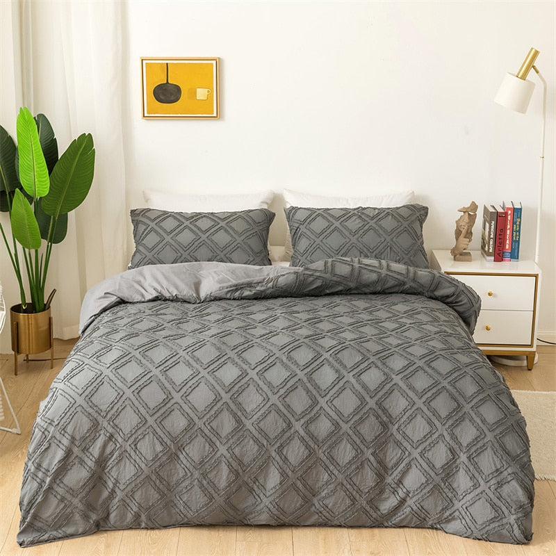 High Quality Geometric Cut Flowers Bedding Set Queen King Size Solid Home Duvet Cover Set Single Double Quilt Covers Pillowcases