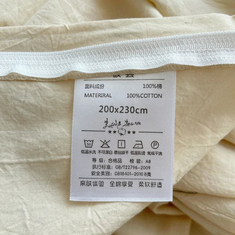 Girls Pleat Cotton Bedding Set Solid Bed Linen King Queen Double Size Duvet Cover Sets