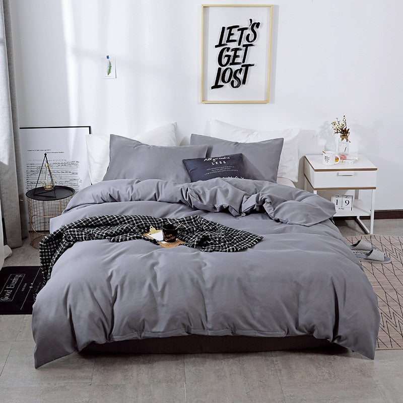 Simple European StyleDuvet Cover set 2pc/3pc  Thickened Brushed  Quilt Cover Comfortable Beddig Set Warm in Winter Pillowcases