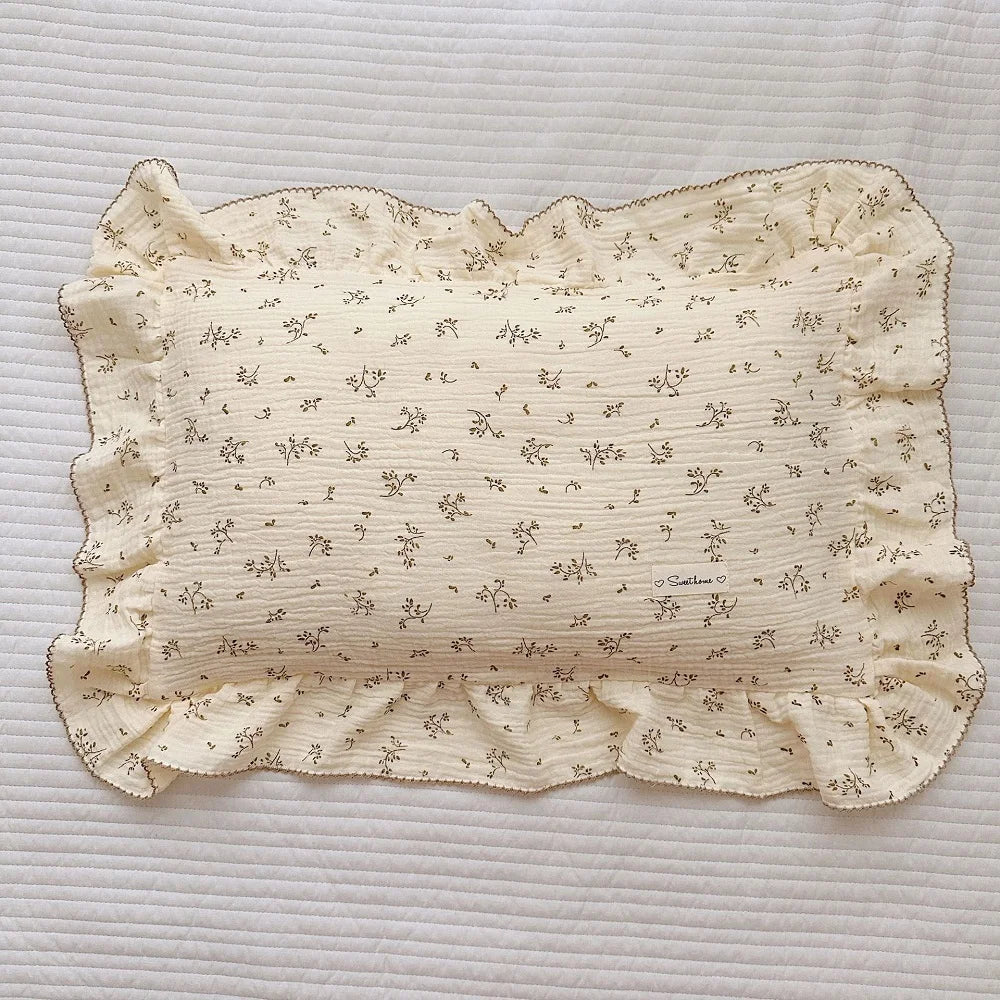 INS Ruffle Edge Gauze 100% Cotton Princess Pillow Case 30X50 48X74cm Breathable Pillowcase Decorative for Home Bedding Bedroom