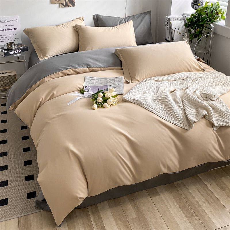Solid Color Home Textile Quilt 100% Cotton Fashion White Bedding Set Soft Comfort Washed Cotton Duvet Cover Bed Sheet Pillowcase