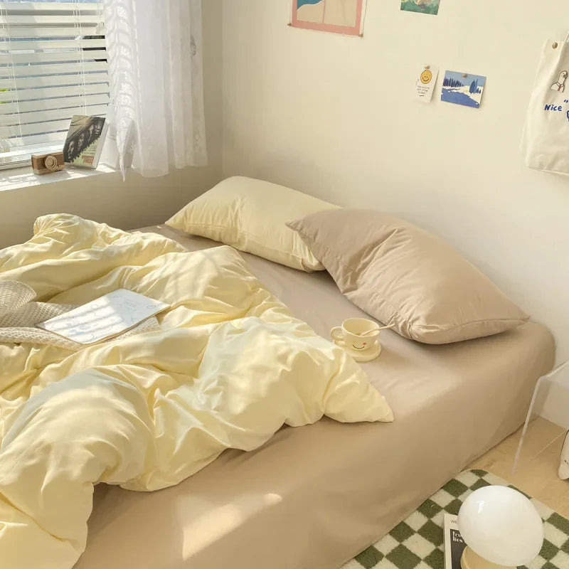 High Quality Bedding Set Boys Girls Twin Queen Size Washed Cotton Sheet Pillowcase Bed Linens Adults Home Textiles No Filler