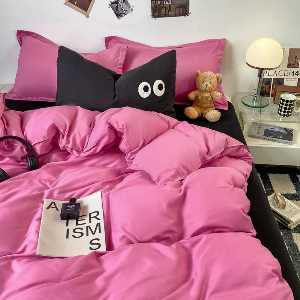 Purple Bedding Set Ins Nordic Solid Full Queen Size Duvet Cover Flat Sheet Pillowcase No Filler Girl Boys Hotel Home Bed Linens