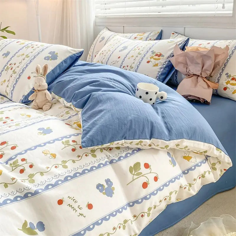 Romantic Tulip Pink Bedding Set Bed Flat Sheet Pillowcase Twin Full Queen Princess Style Bed Linen Kids Girls Floral Duvet Cover