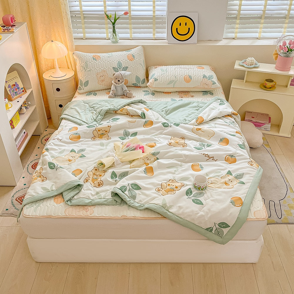 Summer Bed Sheet Set with Pillows Case Latex Mat Air Conditioned Quilt Bedding Set Bedspread Bedroom Single bed 120