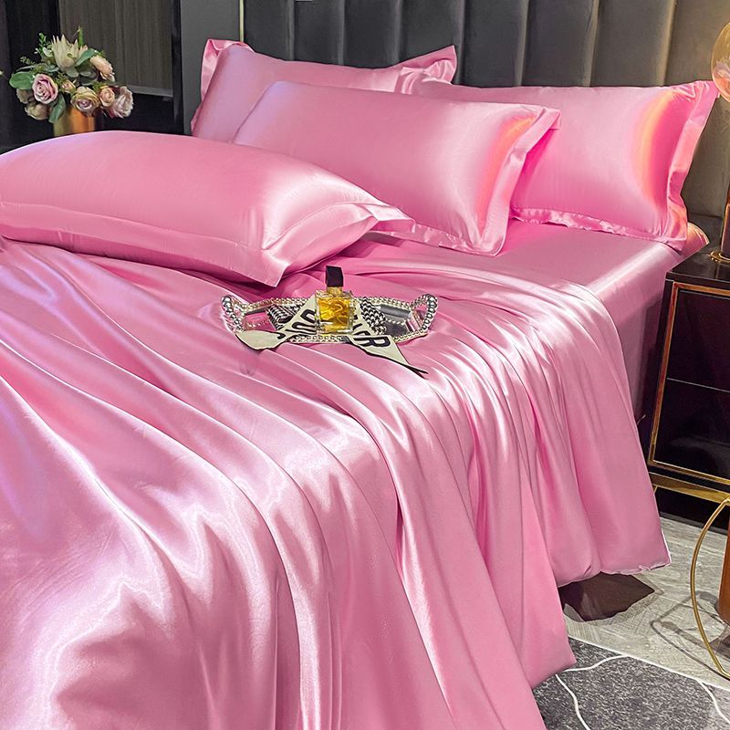 Nordic Mulberry Silk Bedding Set with Duvet Cover Bed Sheet Pillowcase Luxury Couple Single Double Summer 1/2 People Bedsheet