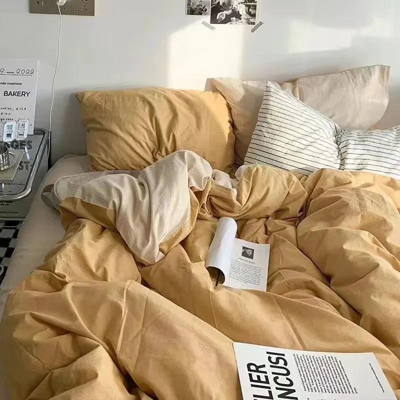 Solid Grey Matcha Color Bedding Set Adults Kids Twin Full Queen Size Bed Flat Sheet Duvet Cover Set Pillowcases Simple Bed Linen