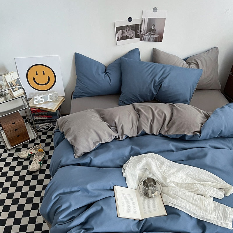 Solid Color Duvet Cover Set Single Double King Size Quilt Cover Set  Bed Hotel Home Skin Friendly Fabric Bedding Sets