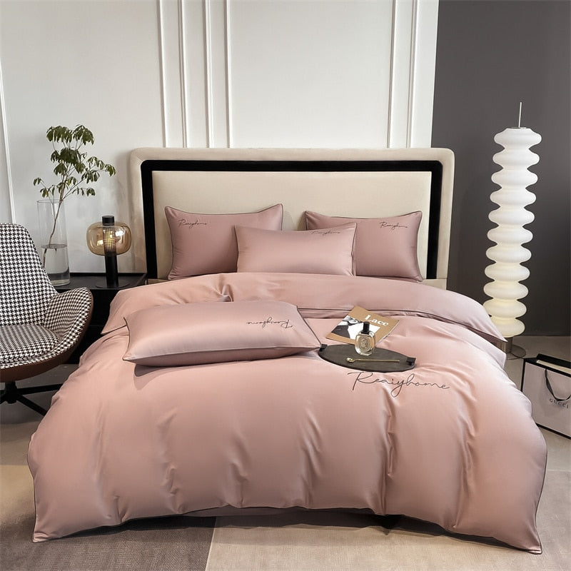 Luxury 60's Long Pile 100% Cotton Duvet Cover Set Embroidered Fall Winter Quilt Cover Solid Egyptian Cotton 2pcs pillowcases