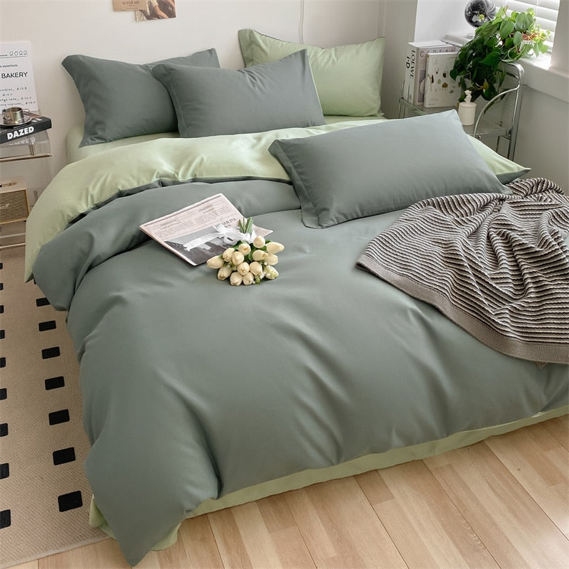Solid Color Home Textile Quilt 100% Cotton Fashion White Bedding Set Soft Comfort Washed Cotton Duvet Cover Bed Sheet Pillowcase