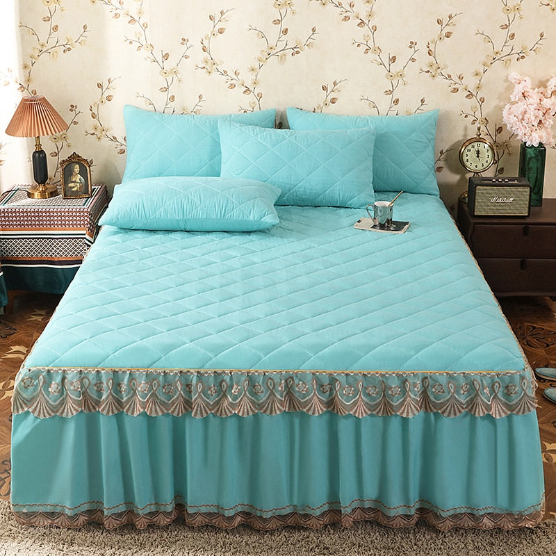 Lace Laminated Cotton Thickened Brushed Bed Skirt,Mattress Cover 160x200,140x190,Bedding Bedspreads Bedroom Decoration