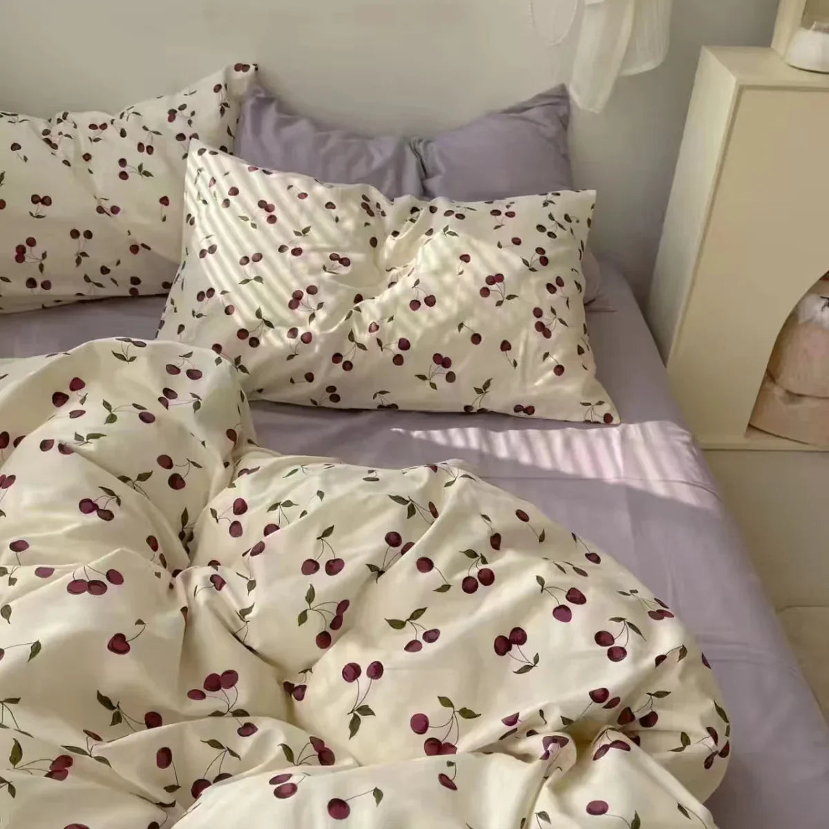INS Gradient Cream Pink And Green Bedding Sets Streak Flat Sheets Soft Home Textile For Girls Full Size With Pillowcases