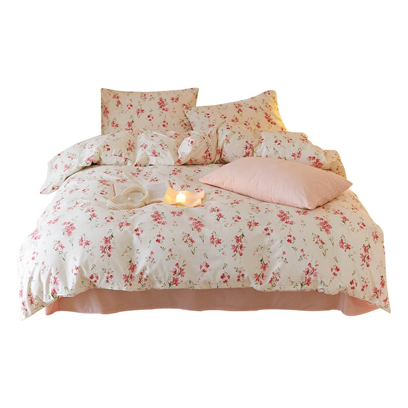 Korean Small Floral Print Quilt Cover Single Piece 100% Cotton Single Double Quilt Cover Student Dormitory Bed Decor