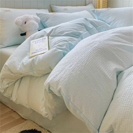 Huafu Ge Washed Cotton Four Piece Set, Non All Cotton Bedding, Pure Cotton Bedding, Bed Sheets, Duvet Covers, Bedding Products
