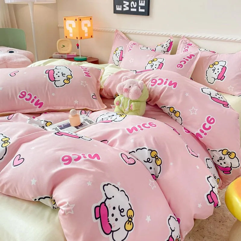 Summer Bedding Set  Ins Twin Queen Duvet Cover Flat Sheet Pillowcase No Filler Girl Boys Hotel Home Bed Linens