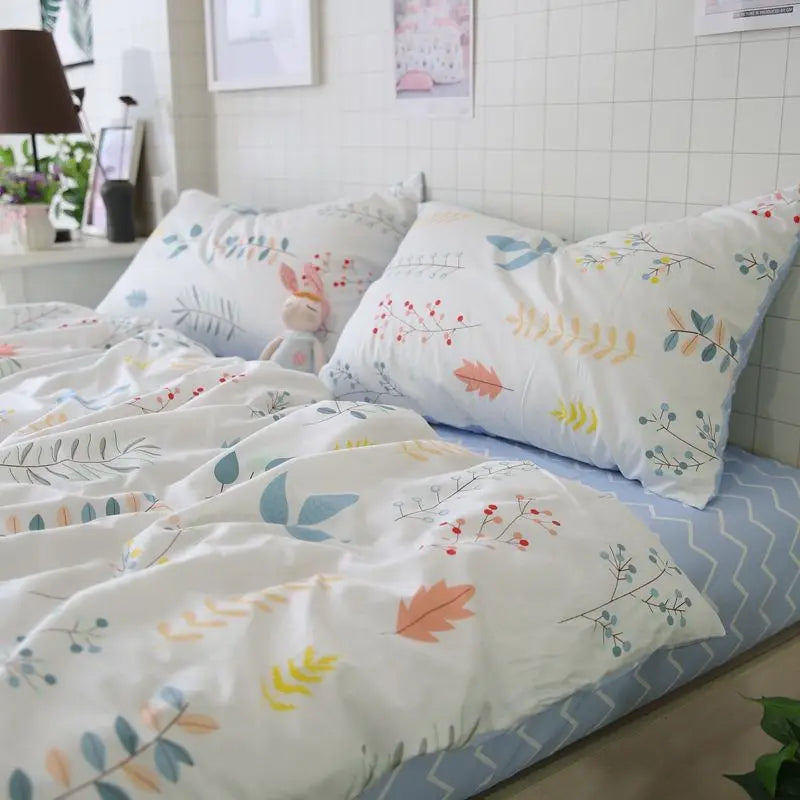 Summer Bedding Set  Ins Twin Queen Duvet Cover Flat Sheet Pillowcase No Filler Girl Boys Hotel Home Bed Linens