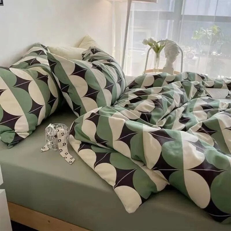 Euro Nordic Blue Solid Home Bedding Set Simple Soft Duvet Cover Set With Sheet Comforter Covers Pillowcases Bed Linen