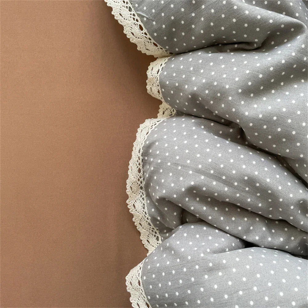 INS Girls Cherry Soft Bedding Set Washed Cotton Bed Sheet Queen King Size Duvet Set Flower Comforter Set Pillowcase Bed Linens