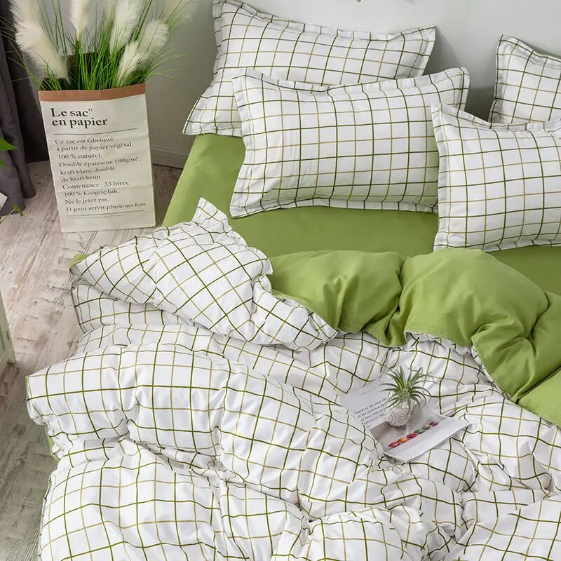 Kawaii Cherry Duvet Cover Set Pillowcase Flat Sheet Floral Boys Girls Twin Full Size Soft Bedding Kit Korean Ins Style Home Use