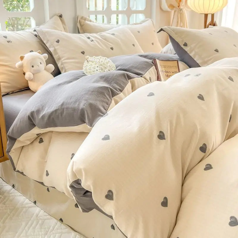 Yellow Floral Bedding Set Soft Ins Single Double Queen Size Duvet Cover Flat Sheet Pillowcase Girls Home Bed Linens NO Filler