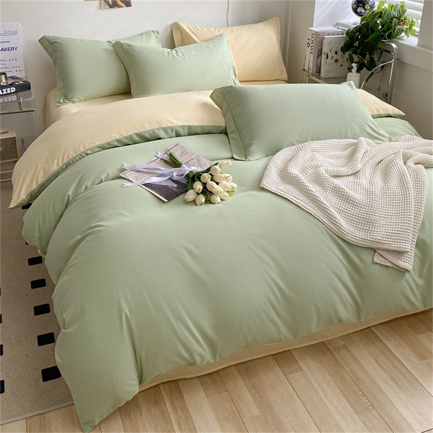 Solid Color Home Textile Quilt 100% Cotton Fashion White Bedding Set Soft Comfort Washed Cotton Duvet Cover Bed Sheet Pillowcase