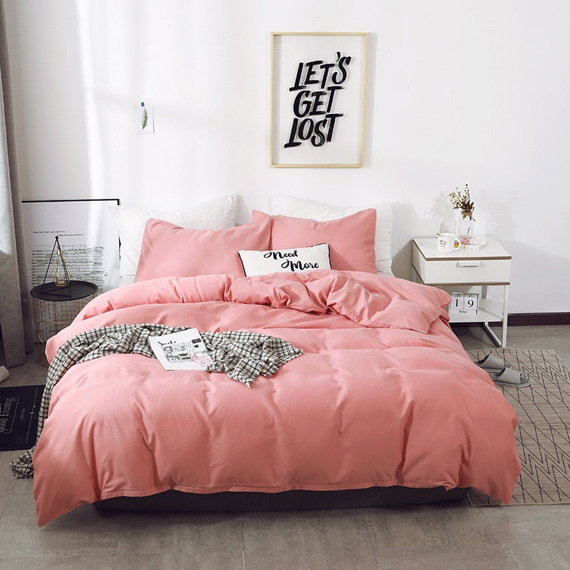 Simple European StyleDuvet Cover set 2pc/3pc  Thickened Brushed  Quilt Cover Comfortable Beddig Set Warm in Winter Pillowcases