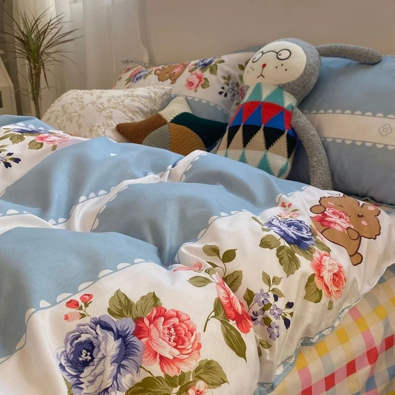 Ins Nordic Butterfly Bedding Set Flat Bed Sheet Duvet Cover Twin Full Queen Nordic Bed Linen Boy Girl Bedding Sets