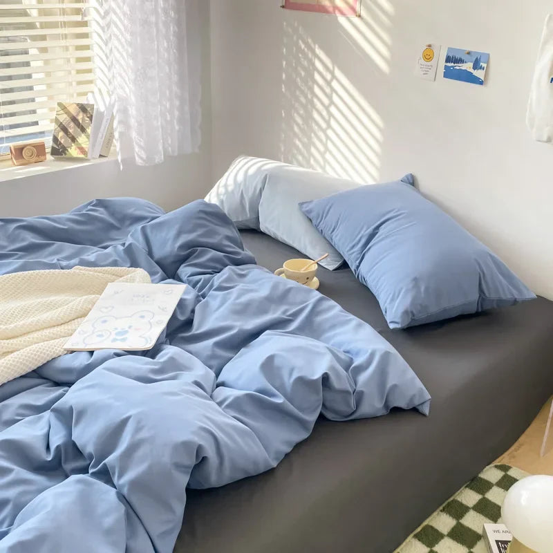 High Quality Bedding Set Boys Girls Twin Queen Size Washed Cotton Sheet Pillowcase Bed Linens Adults Home Textiles No Filler
