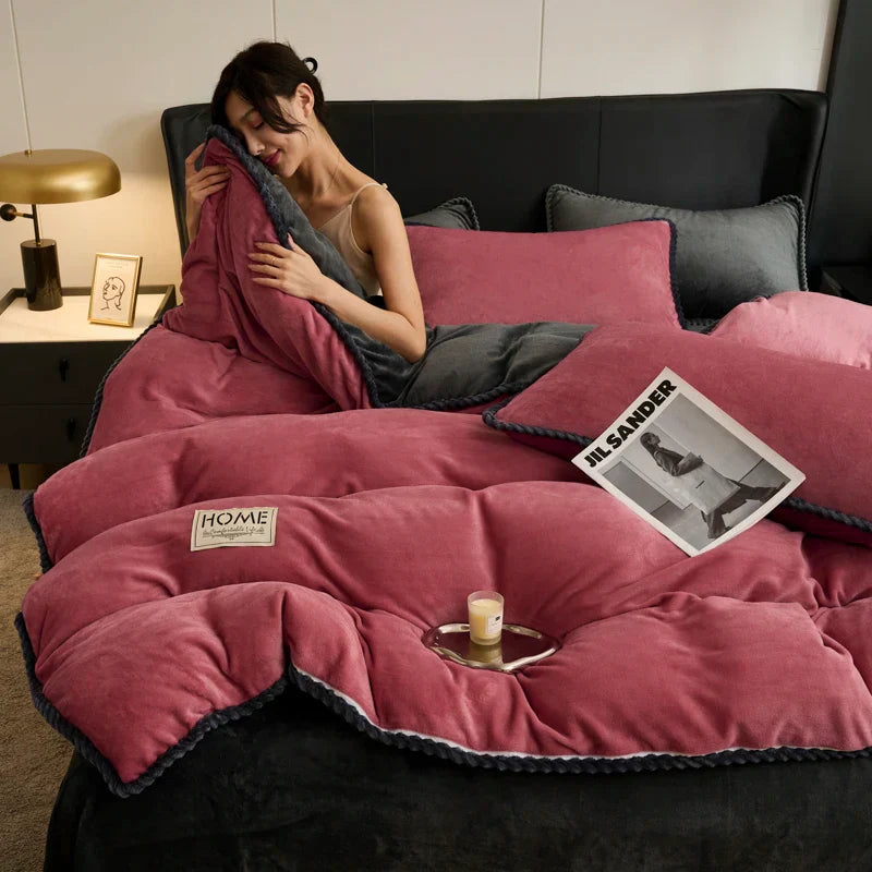 Solid Color Quilt Cover Soft Duvets Cover Warm Blanket Single/Double/Queen/King Size Comforter Cover (No Pillowcase)