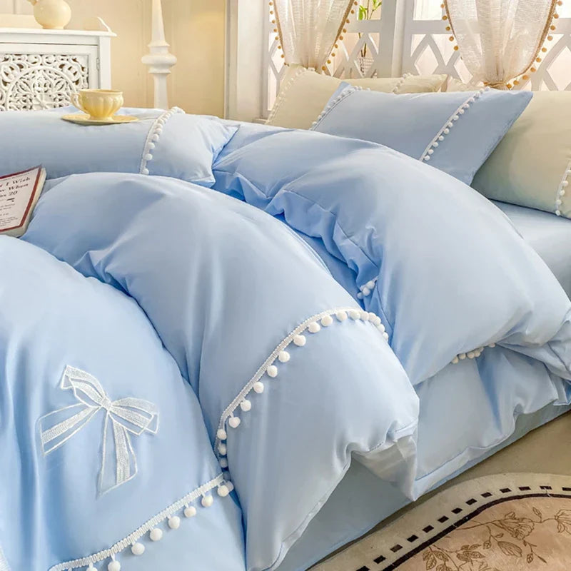 New Style Quilt Cover Thickened Fleece Ball Duvet Cover Soft and Comfortable Four-piece Set 180x220 220x240 Multi-size Bedding