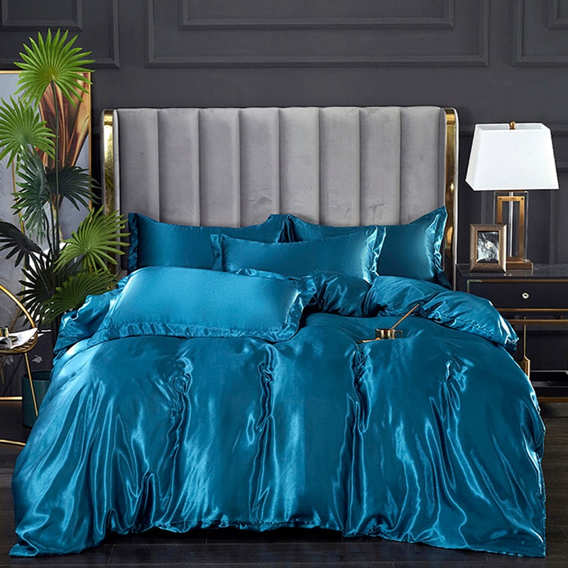 Light Luxury Satin Duvet Cover Rayon Quilt Cover Single Double 228*228  No Pillowcase  Bedding Set