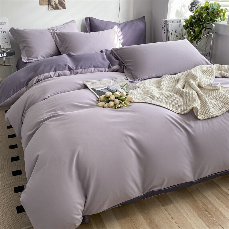 Solid Color Home Textile Quilt 100% Cotton Fashion White Bedding Set Soft Comfort Washed Cotton Duvet Cover Bed Sheet Pillowcase