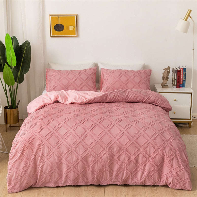 High Quality Geometric Cut Flowers Bedding Set Queen King Size Solid Home Duvet Cover Set Single Double Quilt Covers Pillowcases