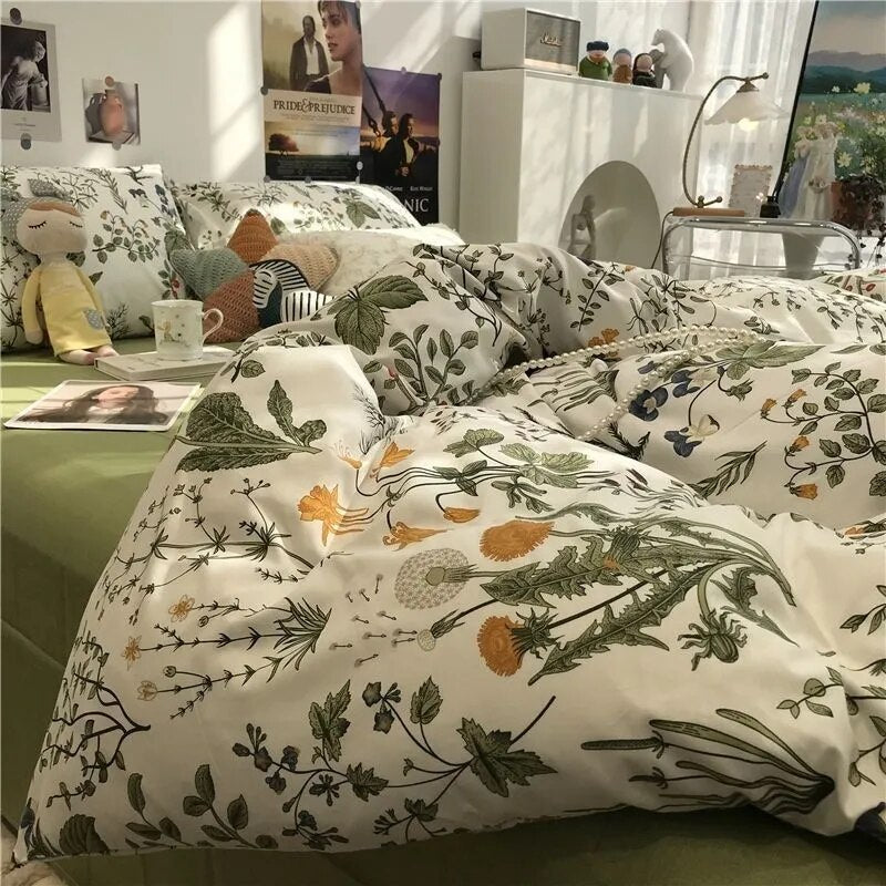 Euro Nordic Blue Solid Home Bedding Set Simple Soft Duvet Cover Set With Sheet Comforter Covers Pillowcases Bed Linen