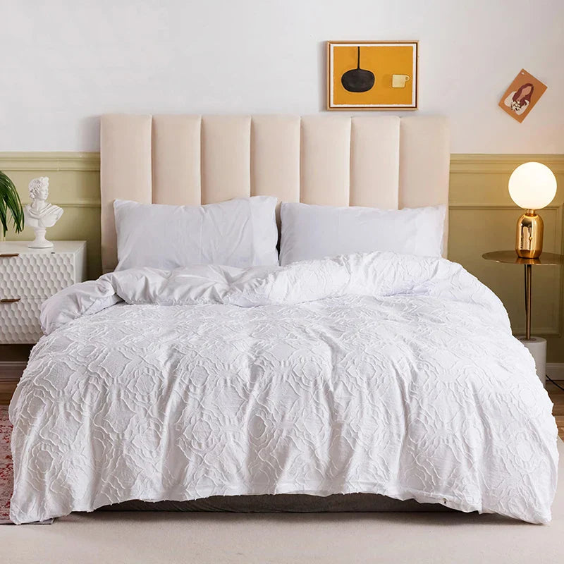 Nordic Style Cut Flowers White Duvet Cover Set Soft Comfortable King Size Bedding Set Queen Twin Solid Home Comforter Covers
