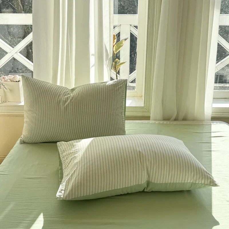 New Stripe Series Quilt Cover Skin Friendly 4-piece Bedding Set Pillow Case with Bed Sheet Four General 150x200 200x230