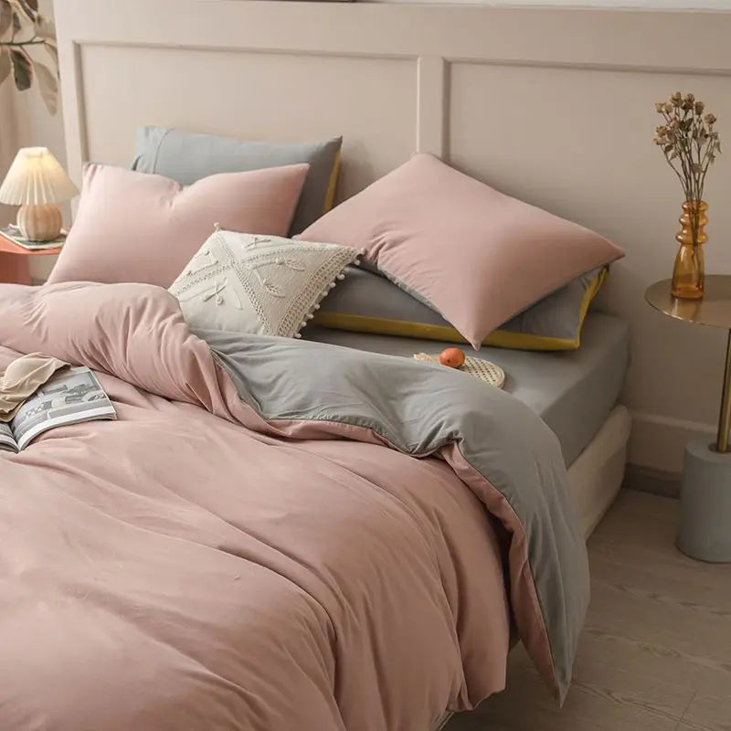 Ins Style Bedding Set Nordic Single Double Flat Sheet Duvet Cover Pillowcase Soft Microfiber Full Queen Size Bed Linen
